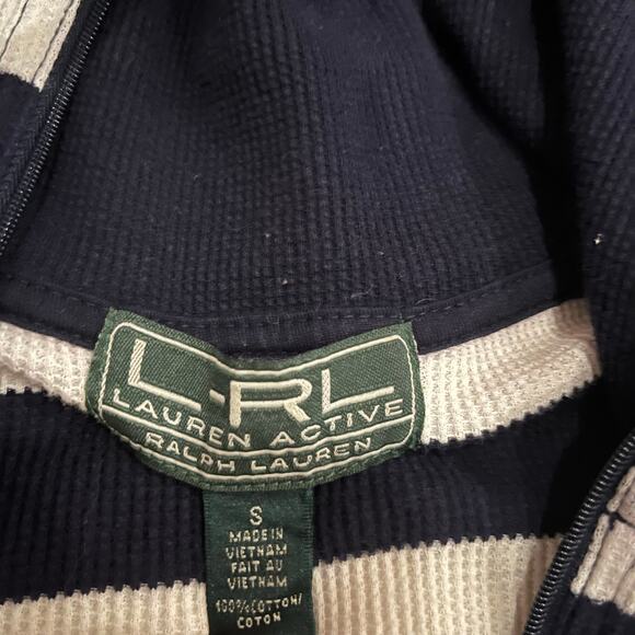 Vintage Ralph Lauren Striped Waffle Knit Thin Pullover Long Sleeve Shirt Side S - Picture 2 of 5